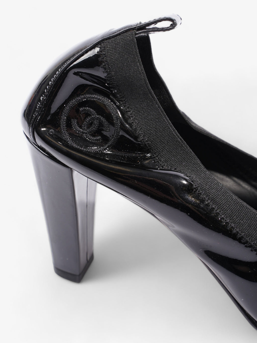 Chanel CC Ballerina Platform Pumps 70 Black Patent Leather EU 39 UK 6