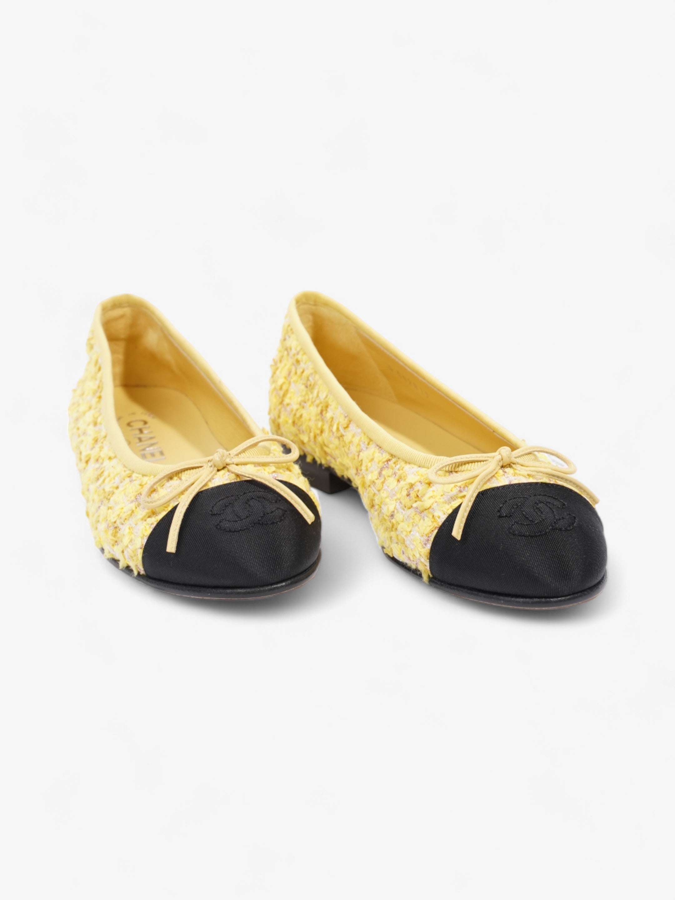 Chanel CC Ballerina Pumps Yellow / Black Mesh EU 36 UK 3