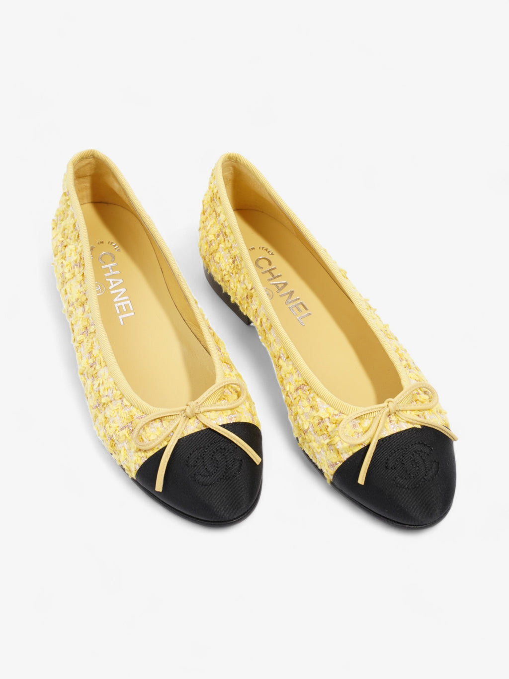 Chanel CC Ballerina Pumps Yellow / Black Mesh EU 36 UK 3