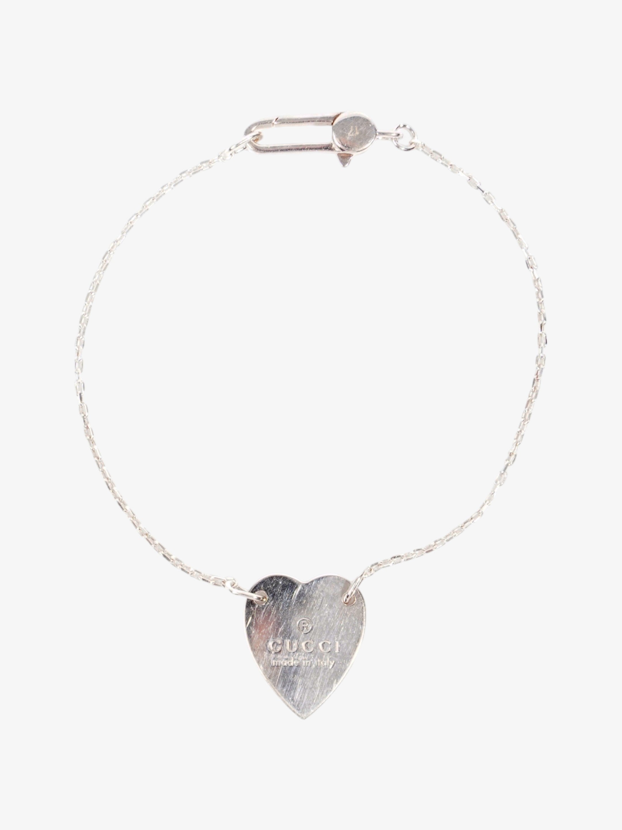 Gucci Trademark Heart Tag Bracelet Silver Silver Sterling 17cm