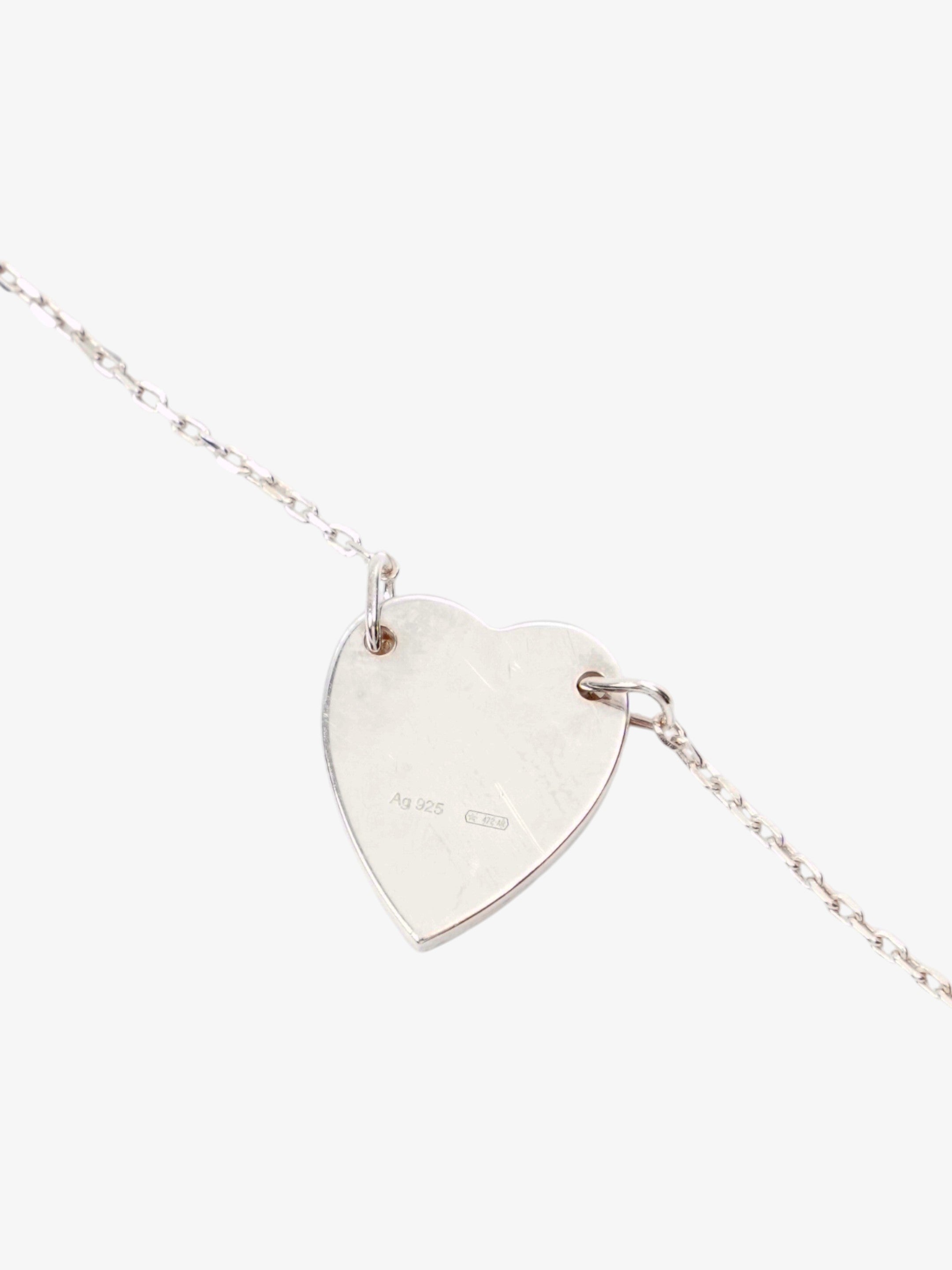 Gucci Trademark Heart Tag Bracelet Silver Silver Sterling 17cm