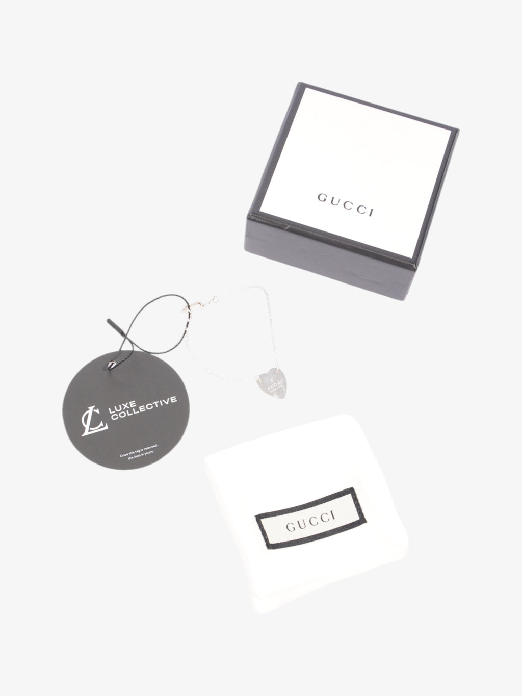 Gucci Trademark Heart Tag Bracelet Silver Silver Sterling 17cm