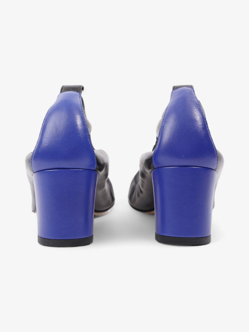 Chanel CC Ballerina Platform Pumps 50 Black / Blue Leather EU 39.5 UK 6.5