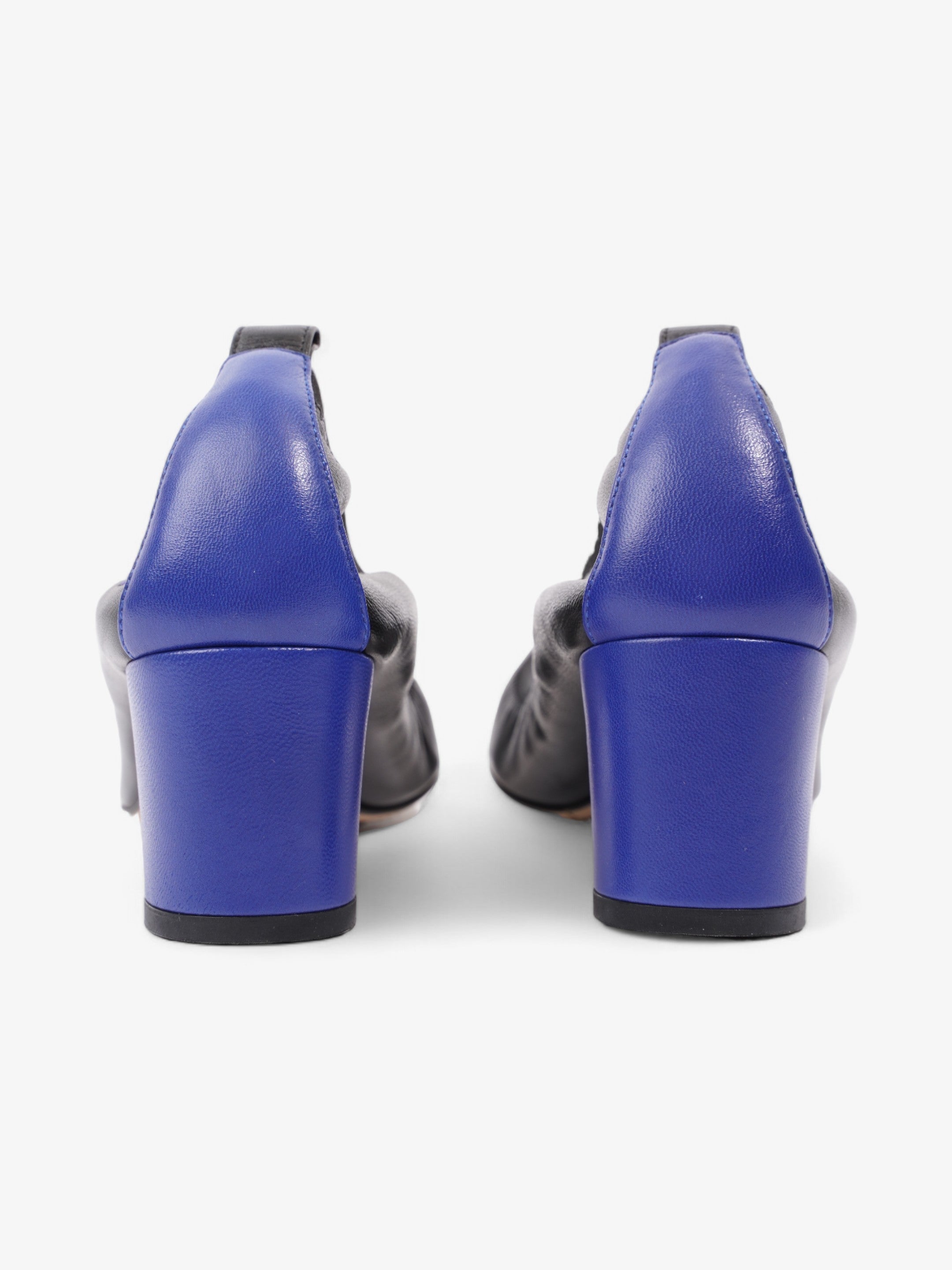 Chanel CC Ballerina Platform Pumps 50 Black / Blue Leather EU 39.5 UK 6.5