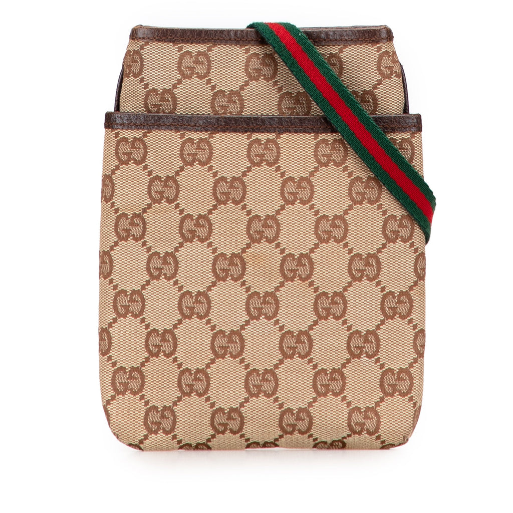 Web Strap Zip Messenger Bag GG Canvas Small