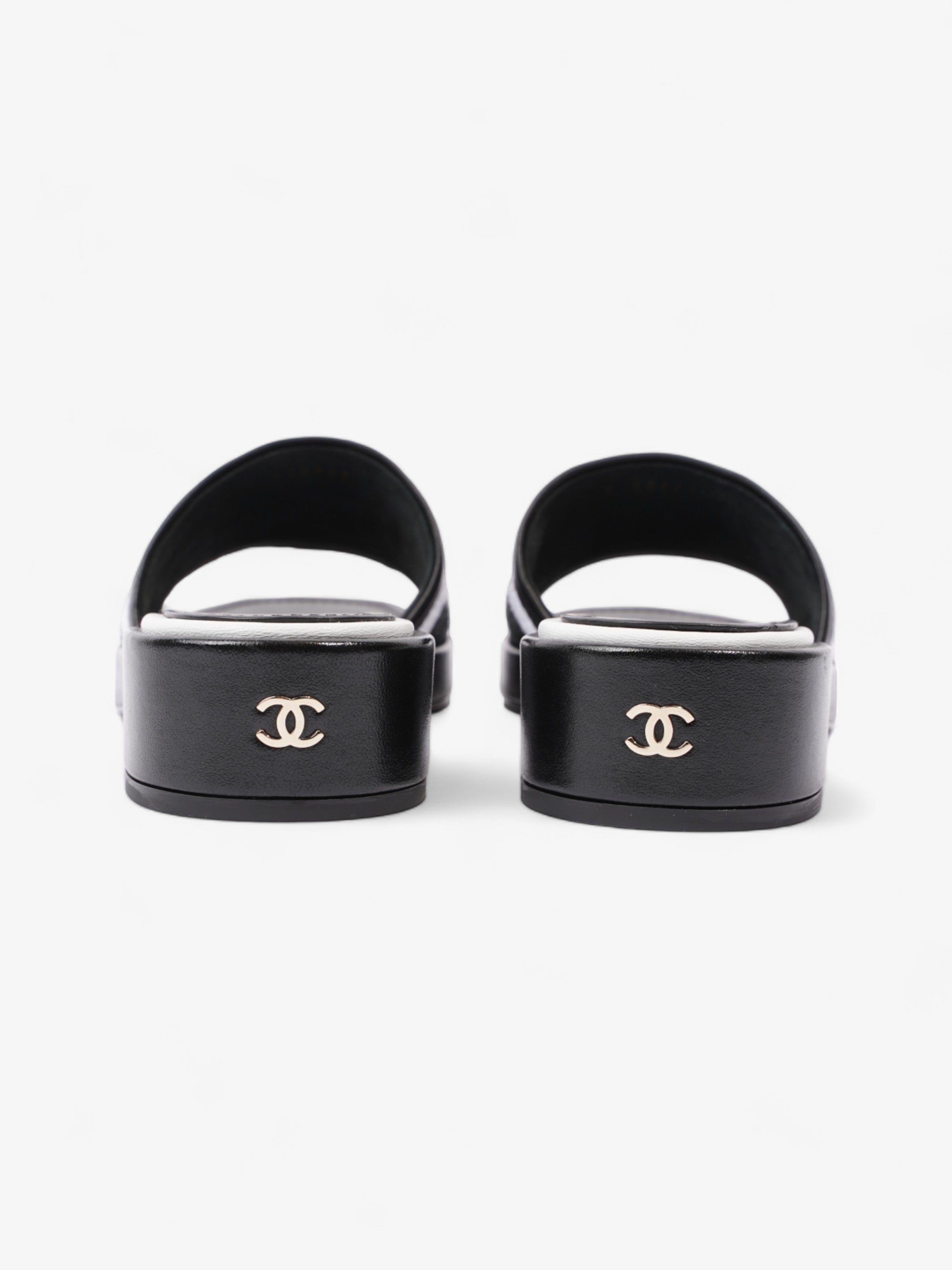 Chanel CC Mule Sandal 15mm Black / White Tweed EU 37 UK 4