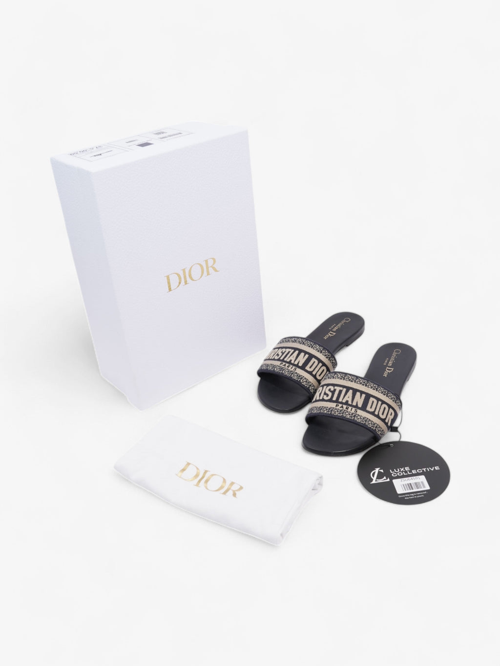 Christian Dior Dway Slides Navy / White Canvas EU 37.5 UK 4.5