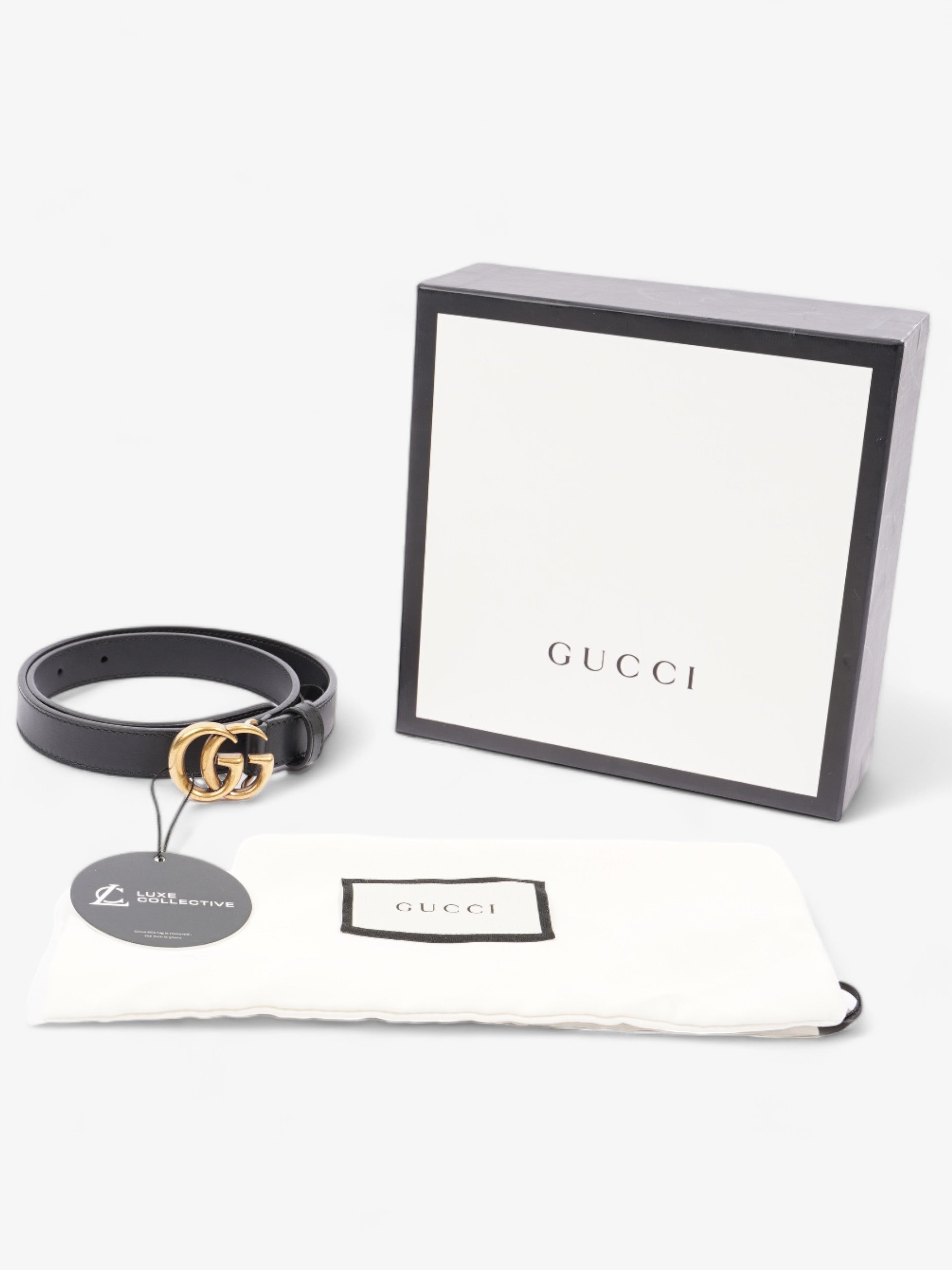 Gucci GG Marmont Thin Belt Black Leather 65cm / 26"