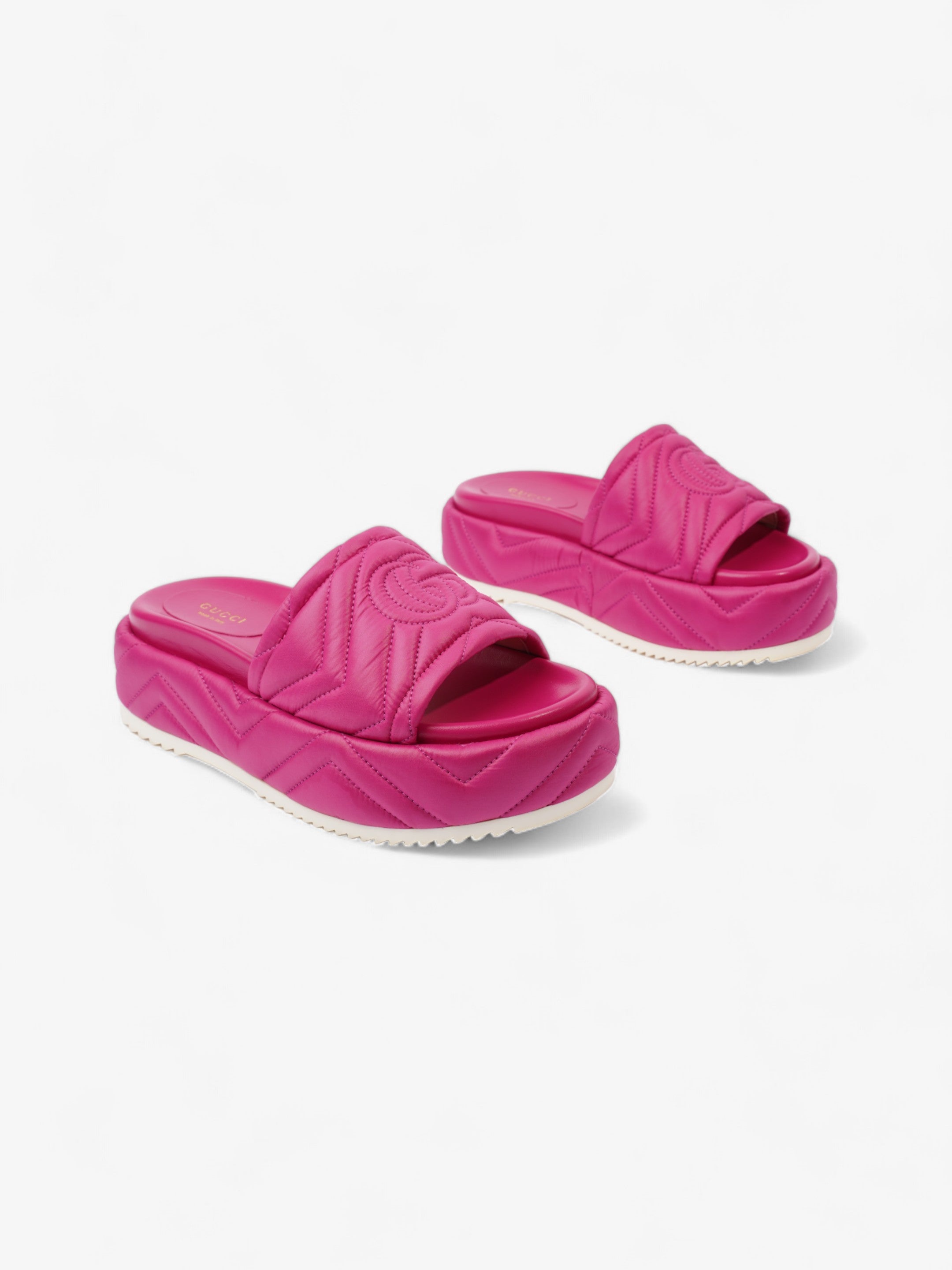 Gucci Angelina Platform Slides Pink Nylon EU 37 UK 4