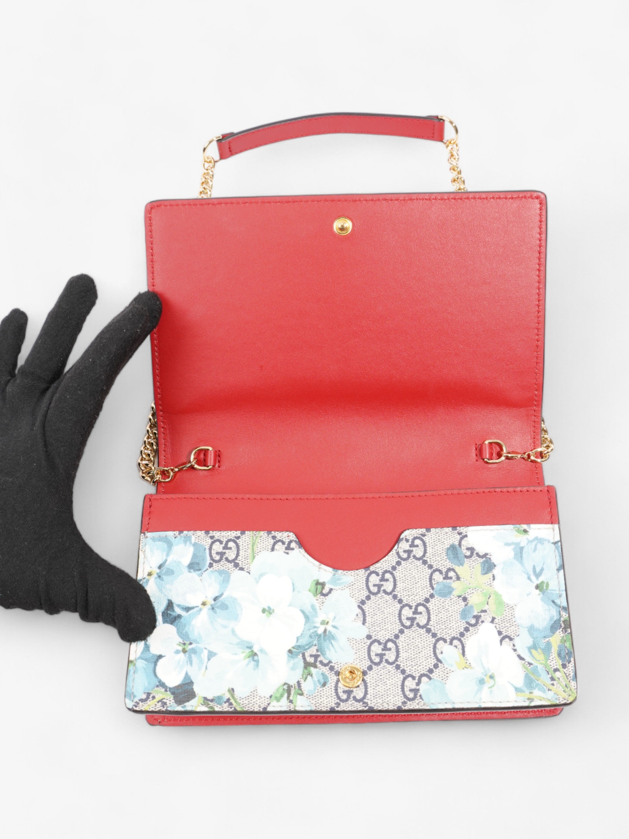 Gucci Blooms Chain Wallet GG Supreme / Blue Coated Canvas