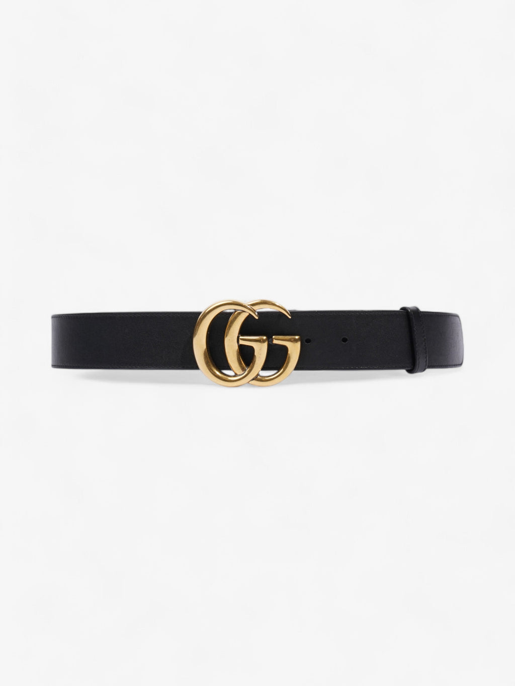 Gucci GG Marmont 2015 Re-Edition Wide Belt Black / Gold Leather 85cm / 34"