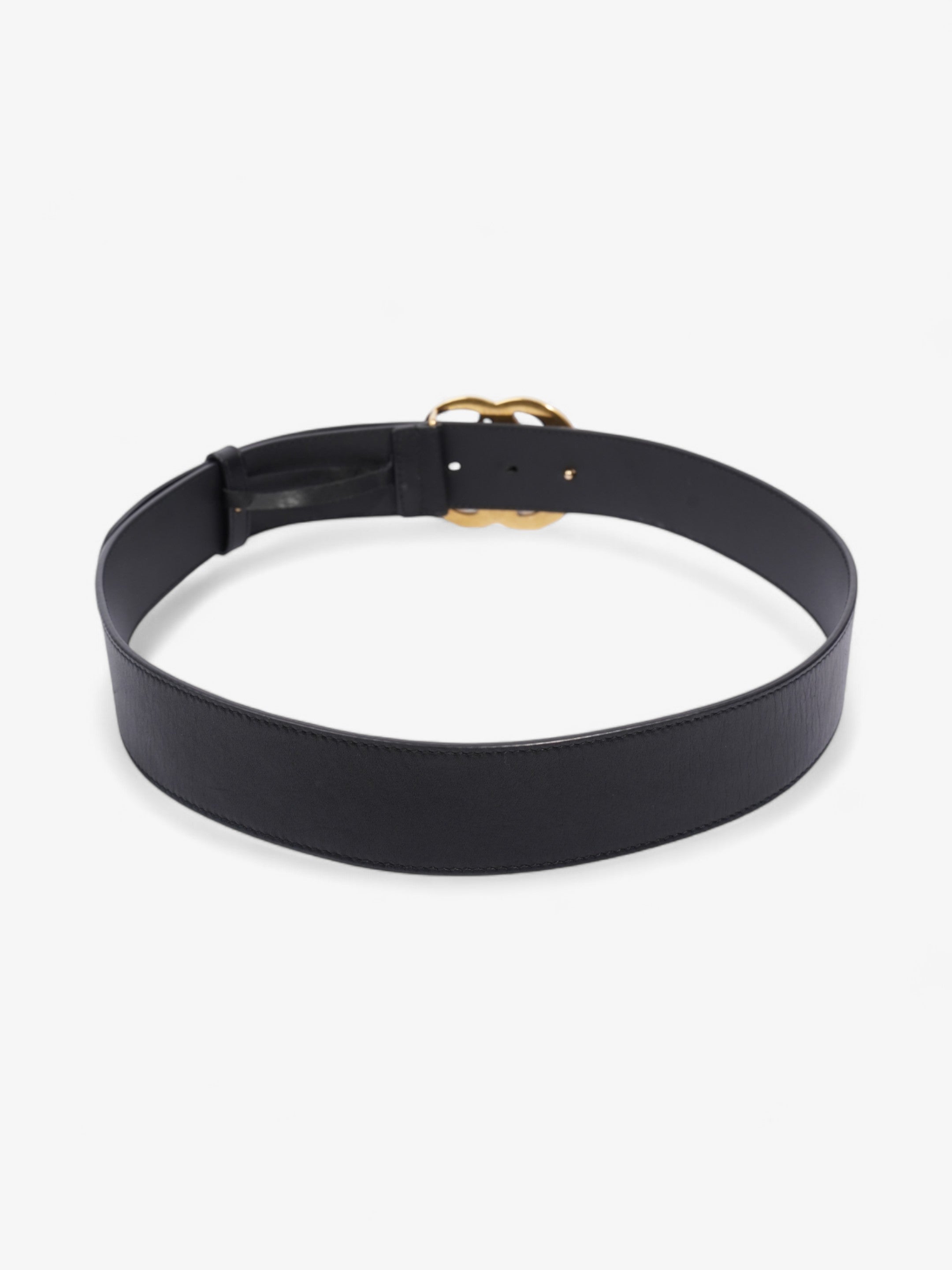 Gucci GG Marmont 2015 Re-Edition Wide Belt Black / Gold Leather 85cm / 34"