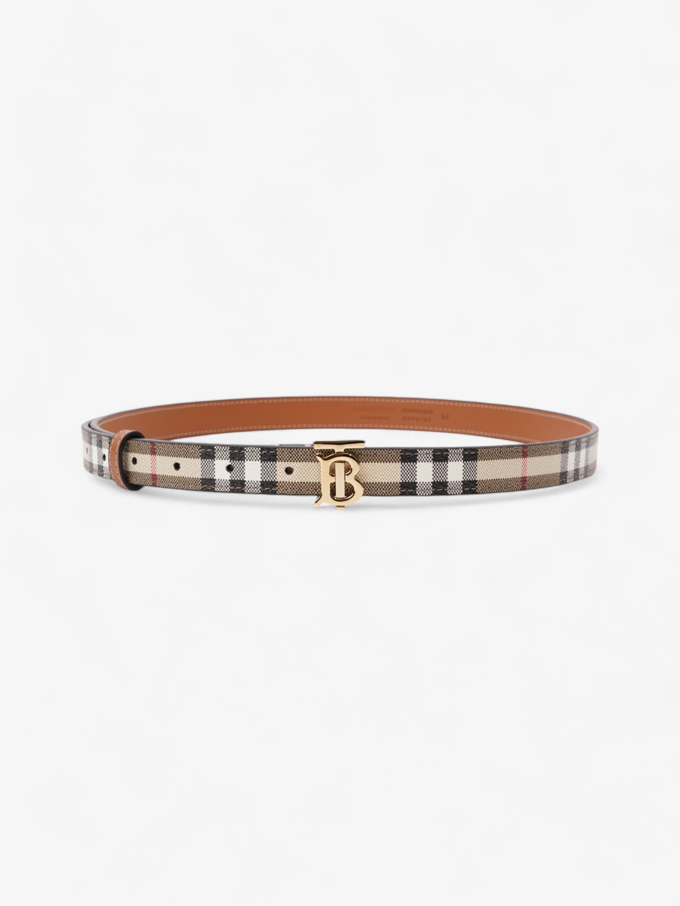 Burberry TB Belt Vintage Check / Light Gold Canvas Medium - 101.5cm