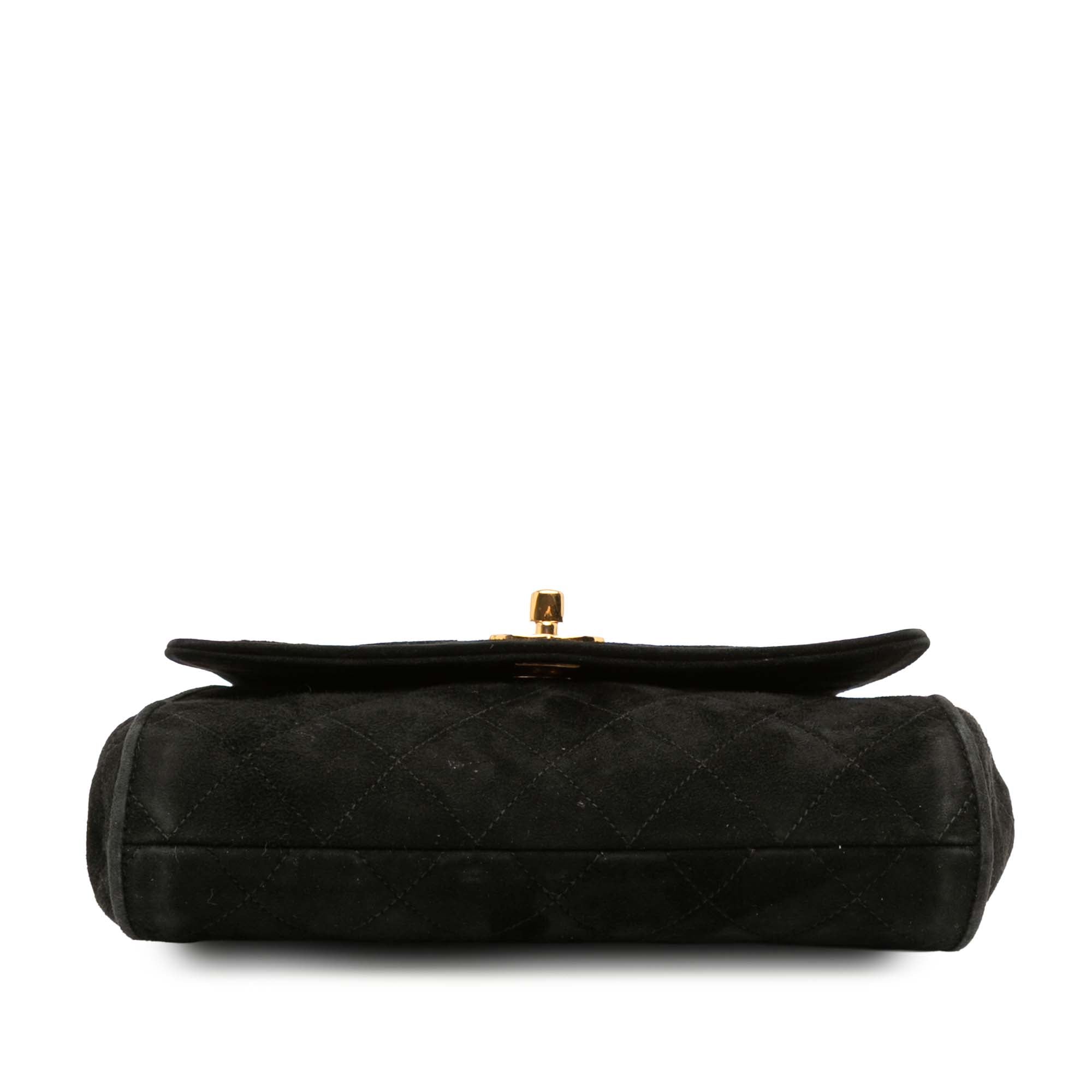 Vintage Top Handle Flap Bag Quilted Suede Small