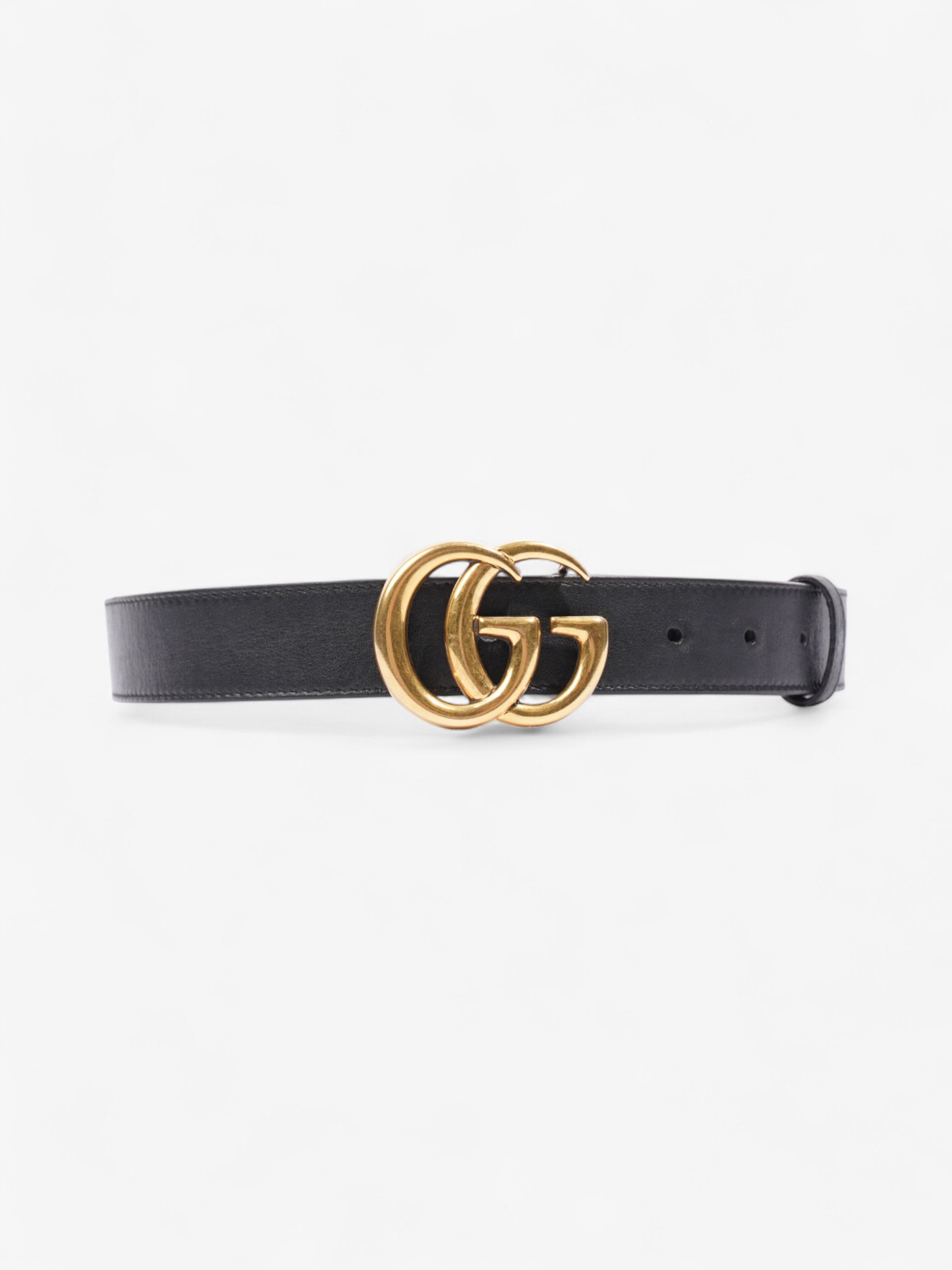Gucci GG Marmont Belt Black / Gold Leather 80cm / 32"
