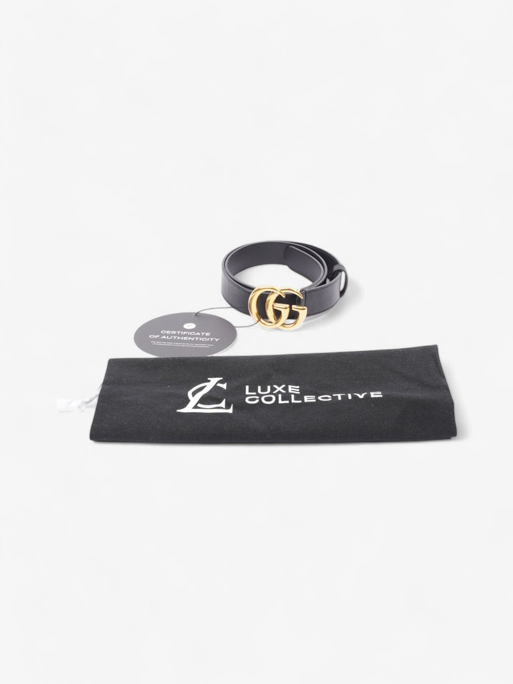 Gucci GG Marmont Belt Black / Gold Leather 80cm / 32"