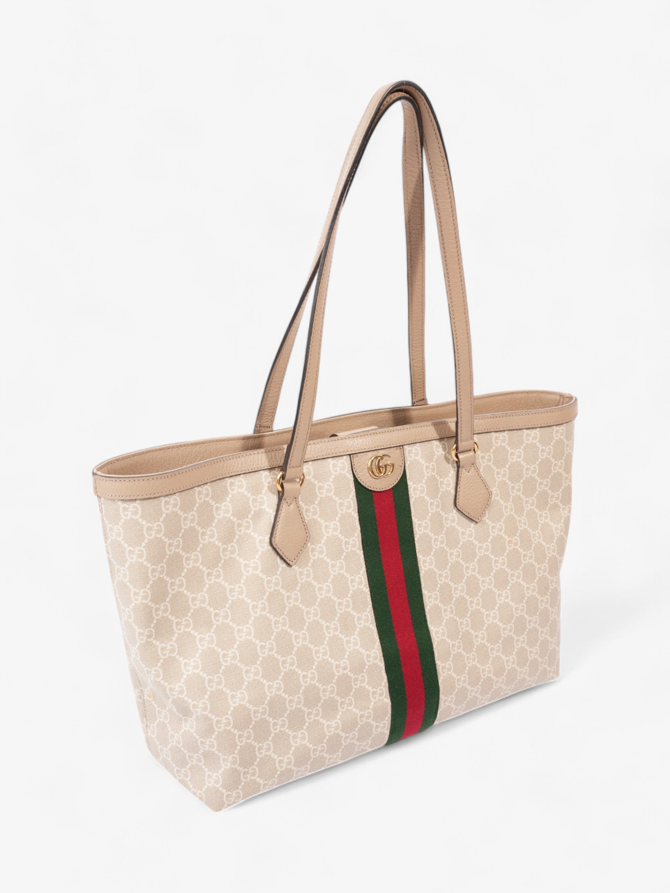 Gucci Ophidia Tote Bag Beige / White / Green Canvas Medium