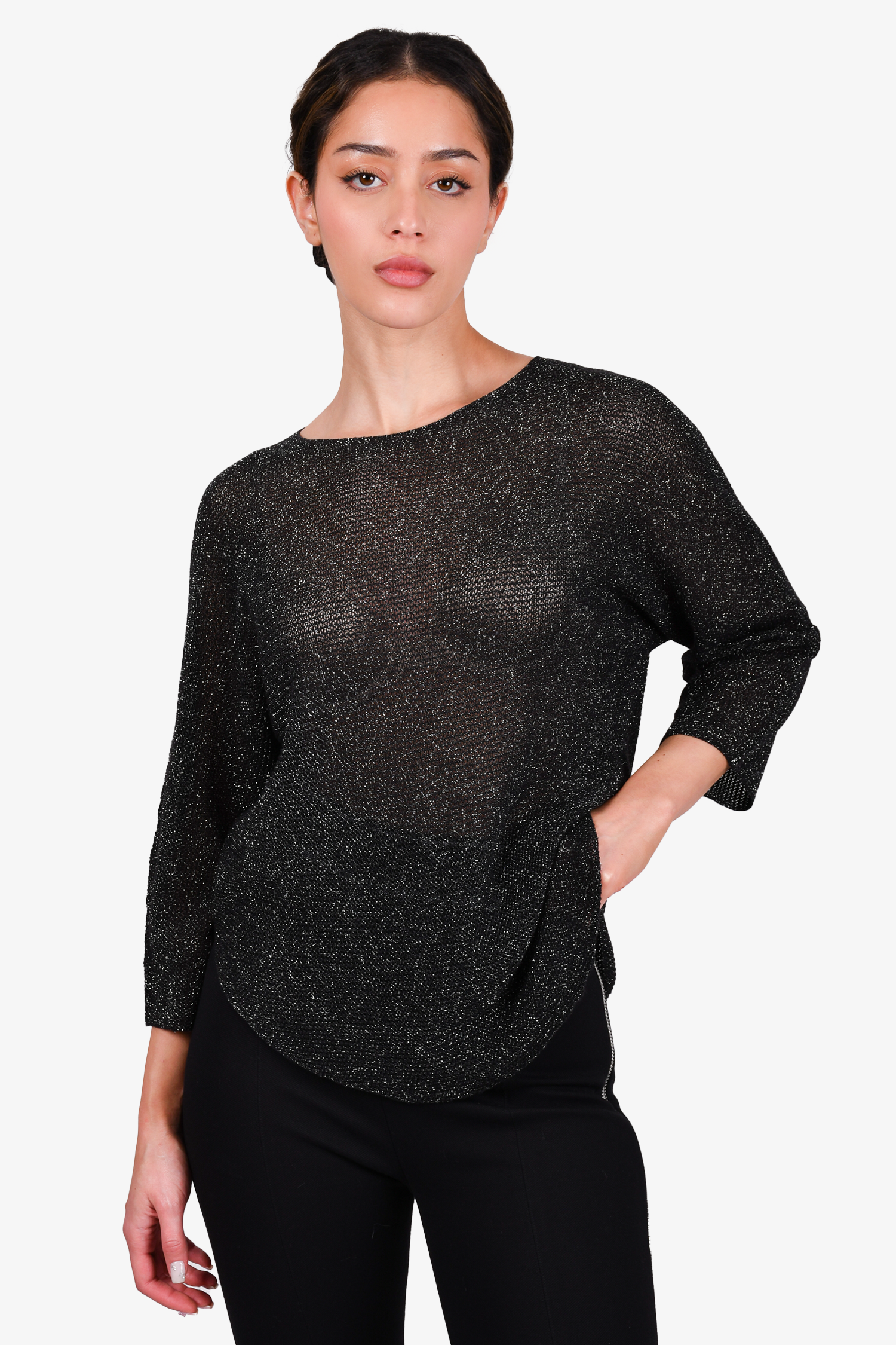 Zadig & Voltaire Black/Metallic Thread Sweater Estimated Size M
