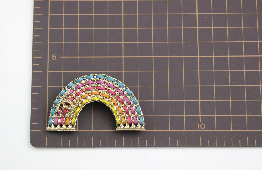 Chanel B18P Leather Rainbow Chain Brooch