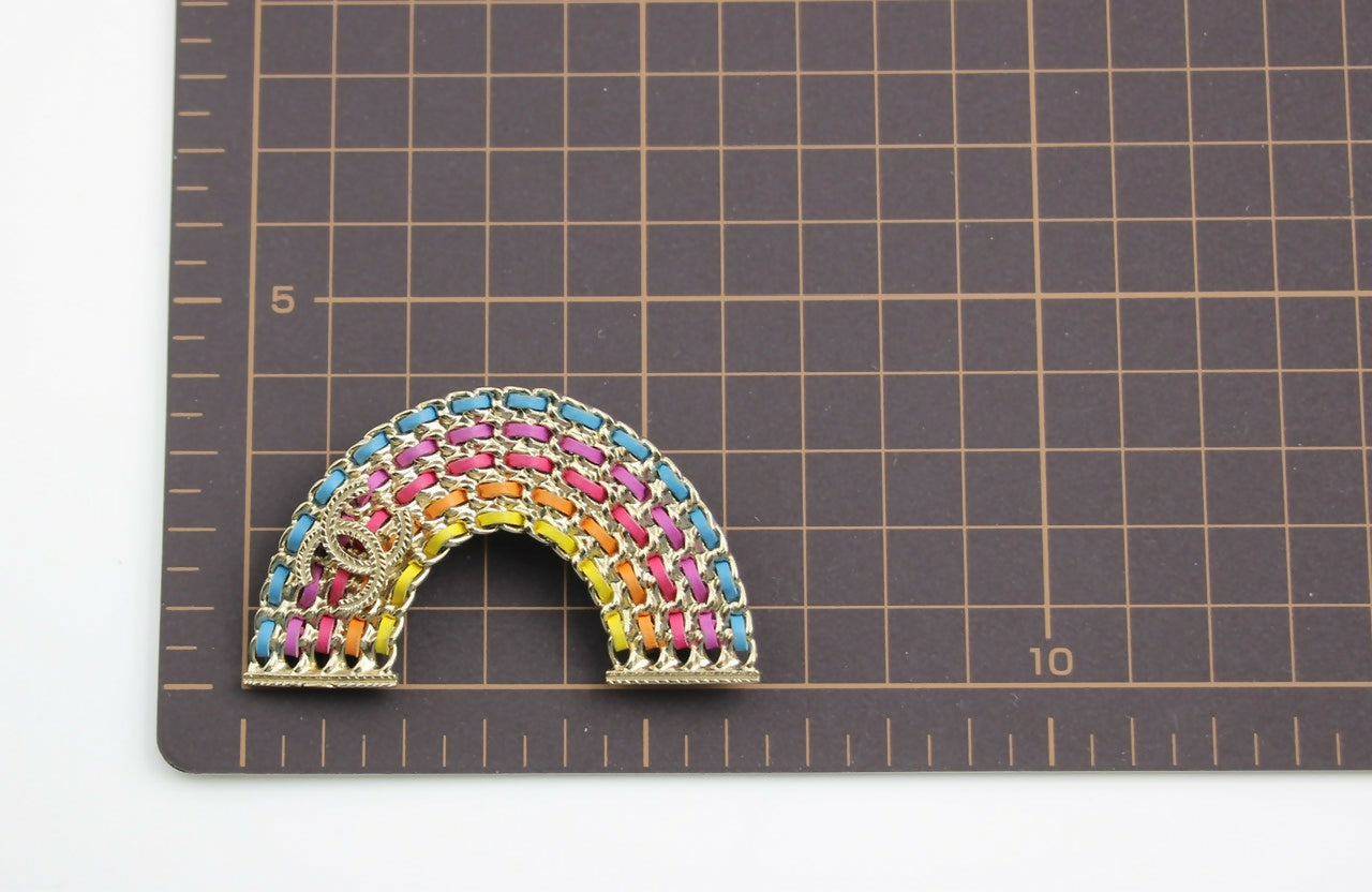 Chanel B18P Leather Rainbow Chain Brooch