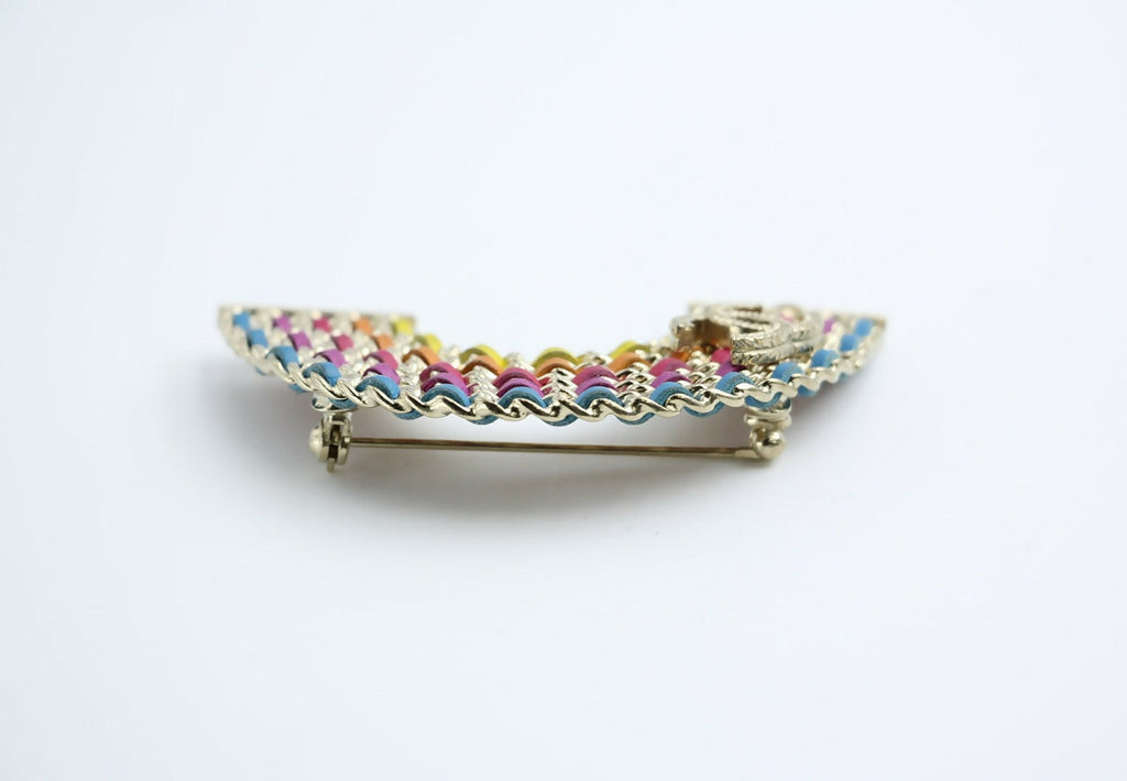 Chanel B18P Leather Rainbow Chain Brooch