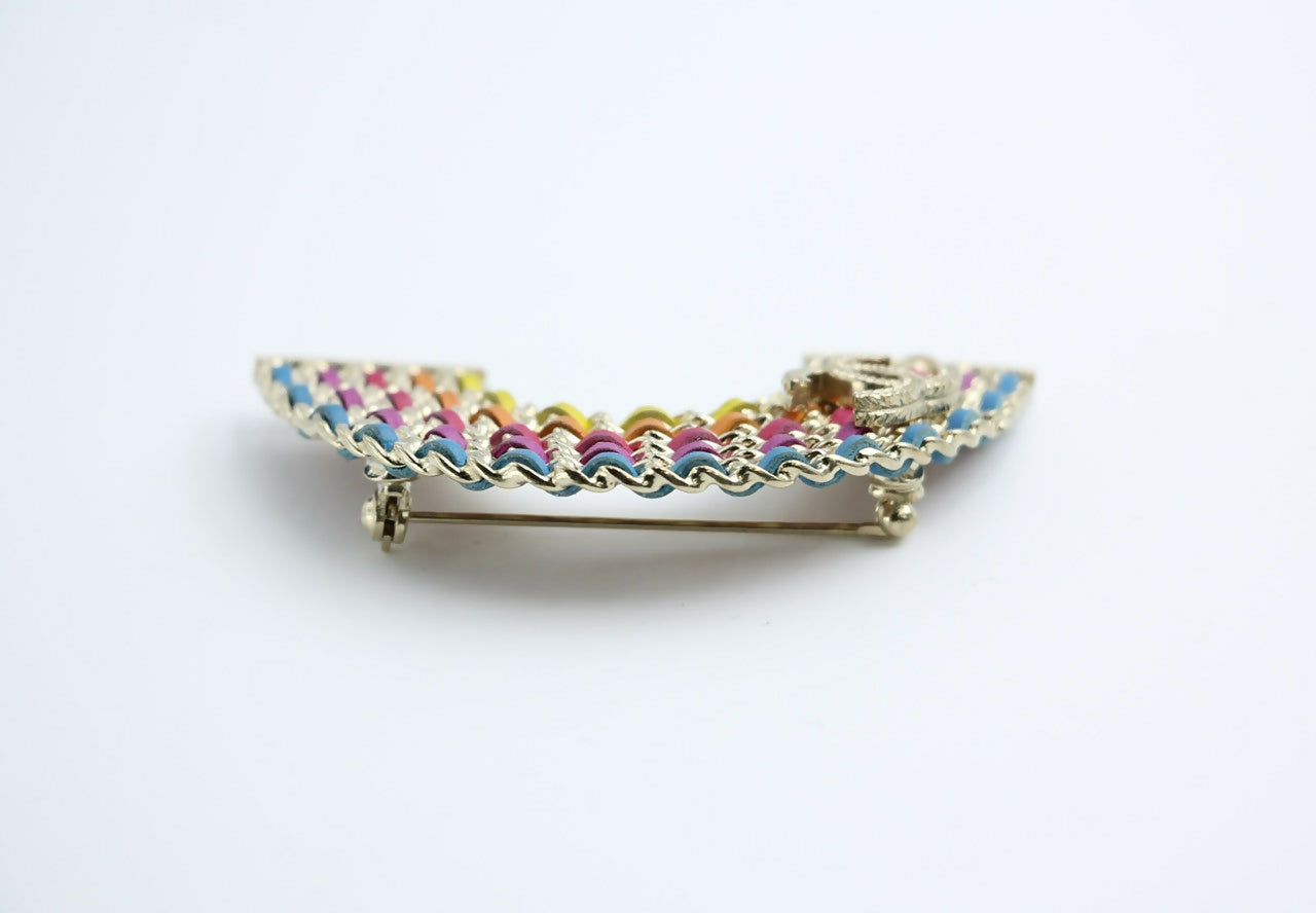 Chanel B18P Leather Rainbow Chain Brooch