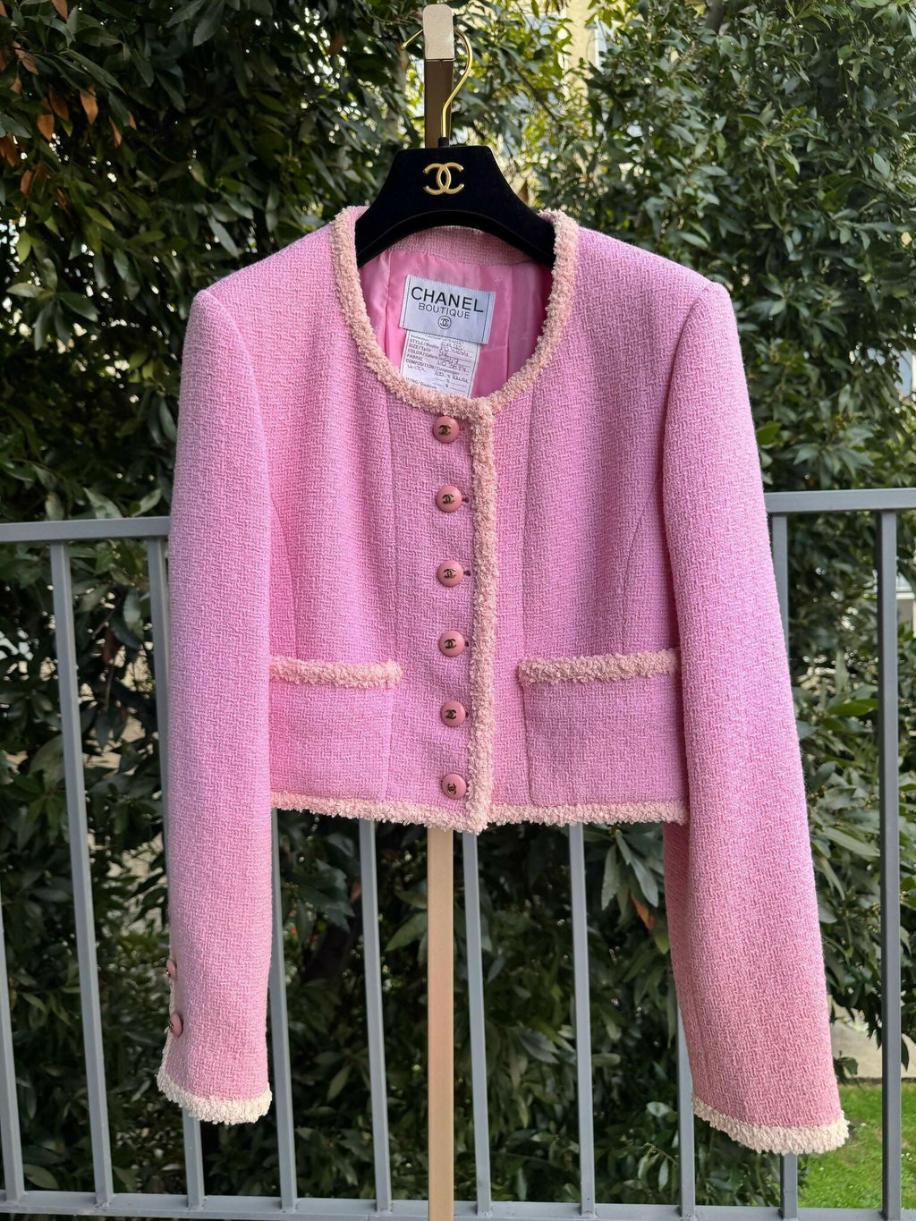 Chanel 95A Pink Tweed Cropped Jacket