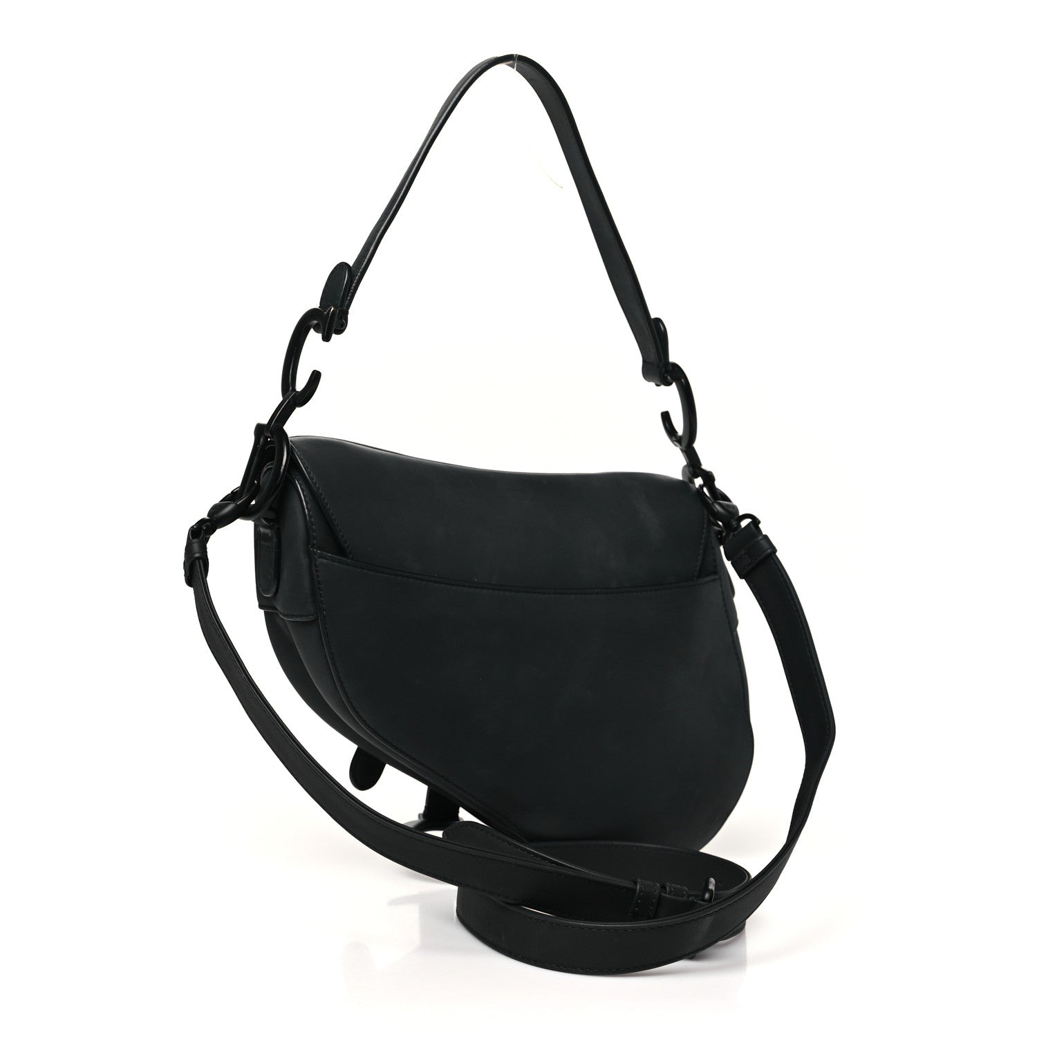 Ultra Matte Calfskin Saddle Bag With Strap Black
