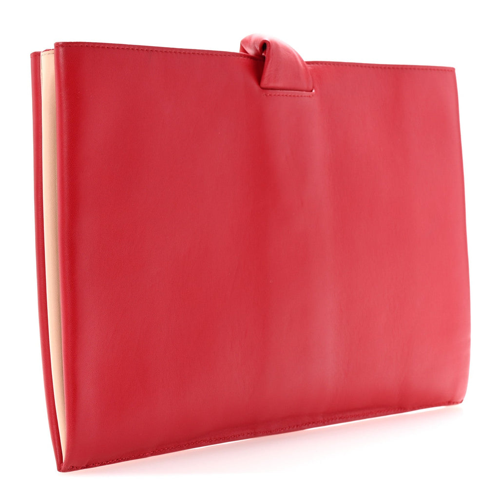 Lambskin Knotted Clutch Bright Red Powder