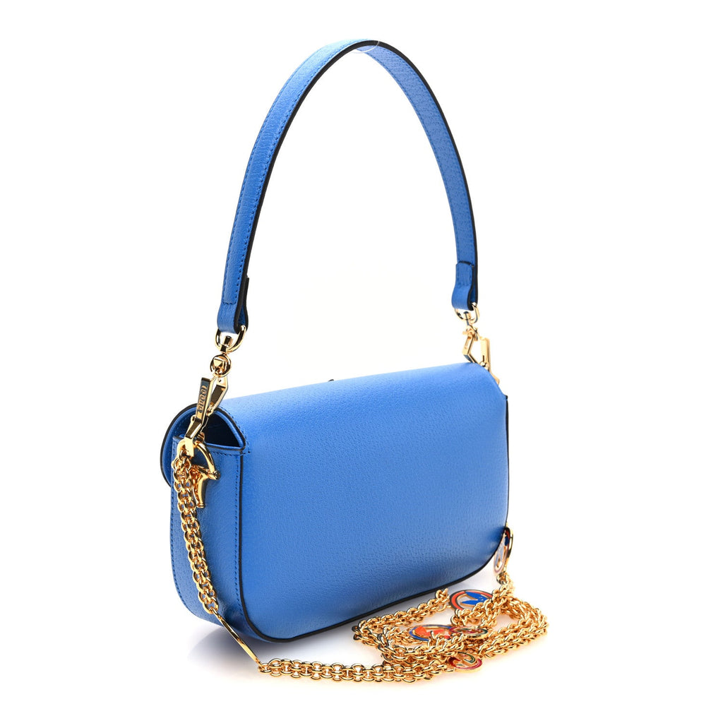 X ADIDAS Textured Dollar Calfskin Web Small Trefoil Horsebit 1955 Shoulder Bag Blue Off White