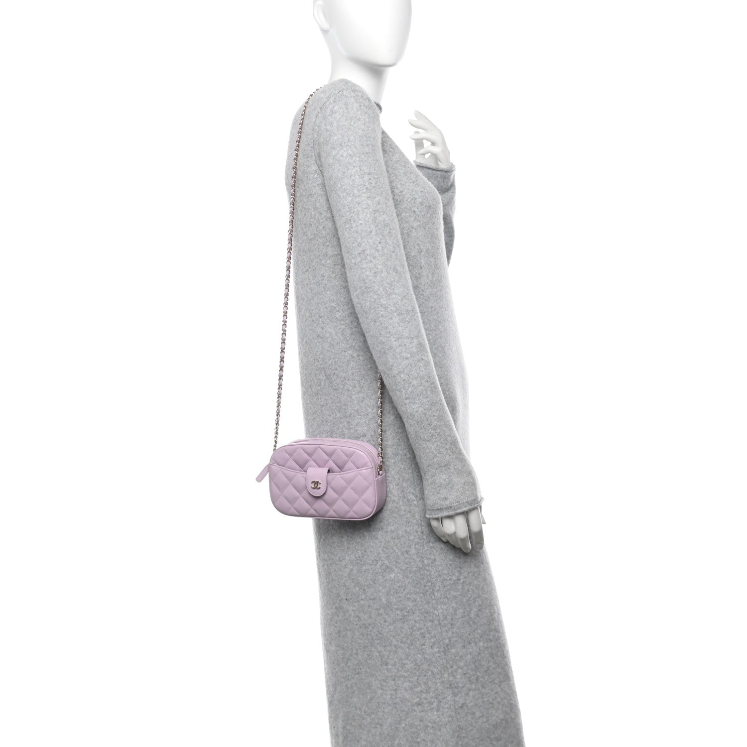 Caviar Quilted Chain Camera Bag Light Purple