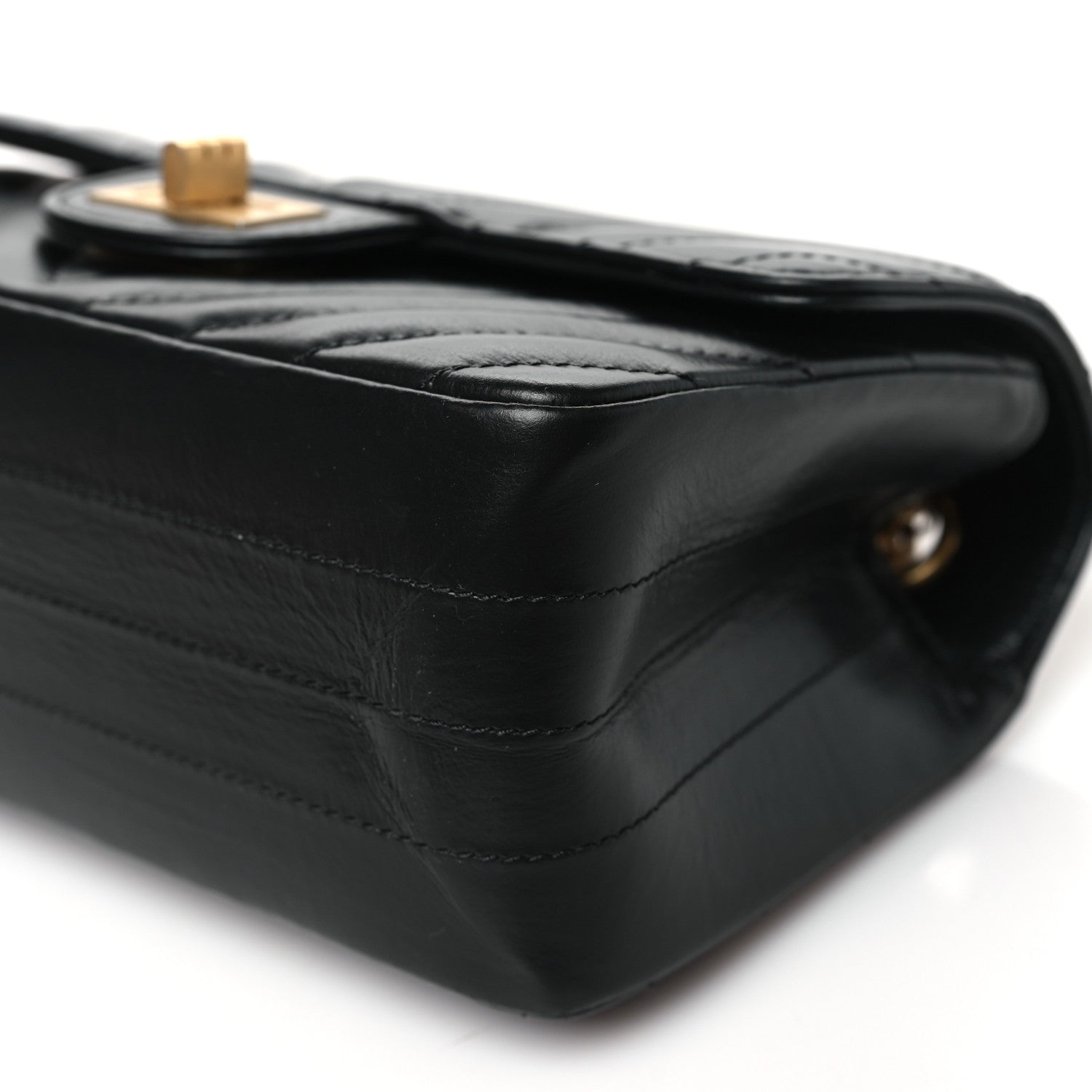 Aged Calfskin Chevron Quilted 2.55 Reissue Mini Flap Black