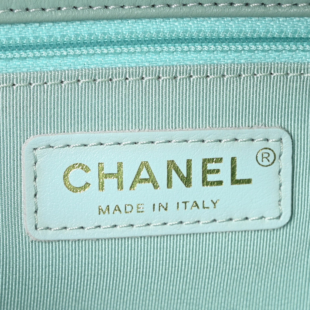Lambskin Quilted Medium In The Loop Handle Flap Bag Light Blue