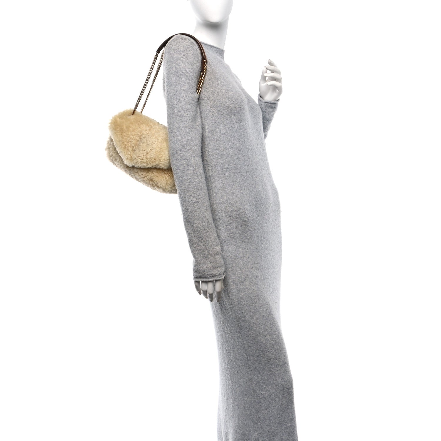 Shearling Calypso Crossbody Crema Naturel Dark Cigar