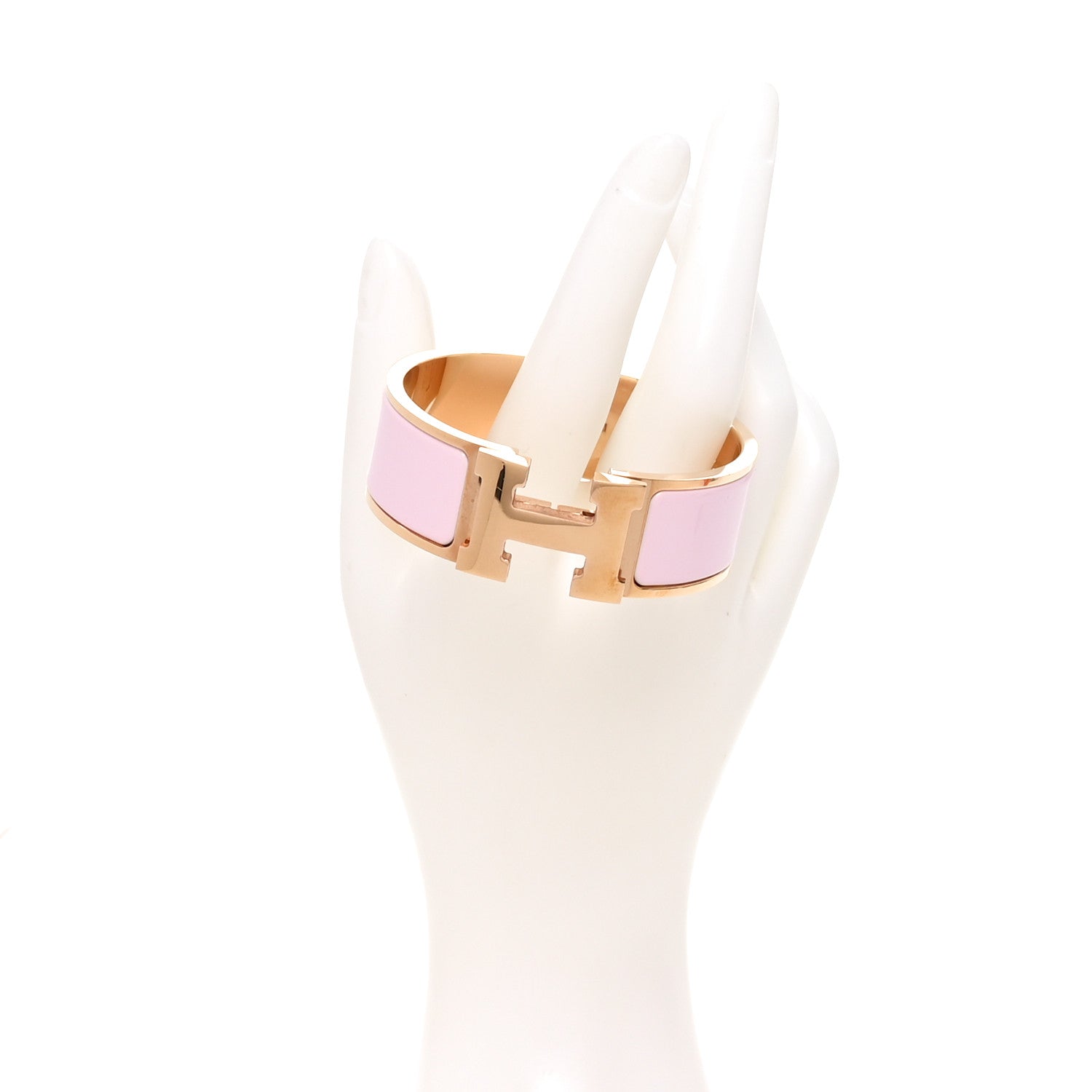 Enamel Wide Clic Clac H Bracelet PM Rose Dragee