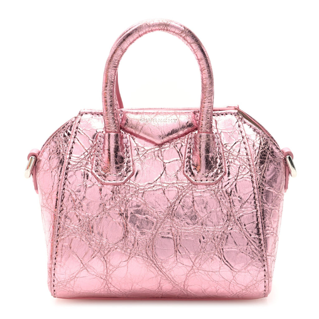 Laminated Lambskin Micro Antigona Silk Pink