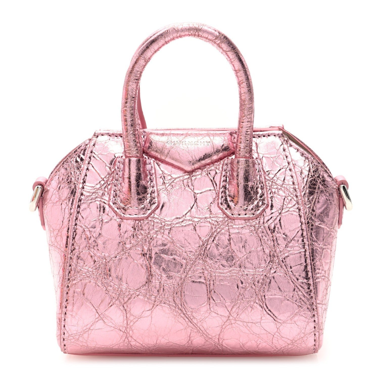 Laminated Lambskin Micro Antigona Silk Pink