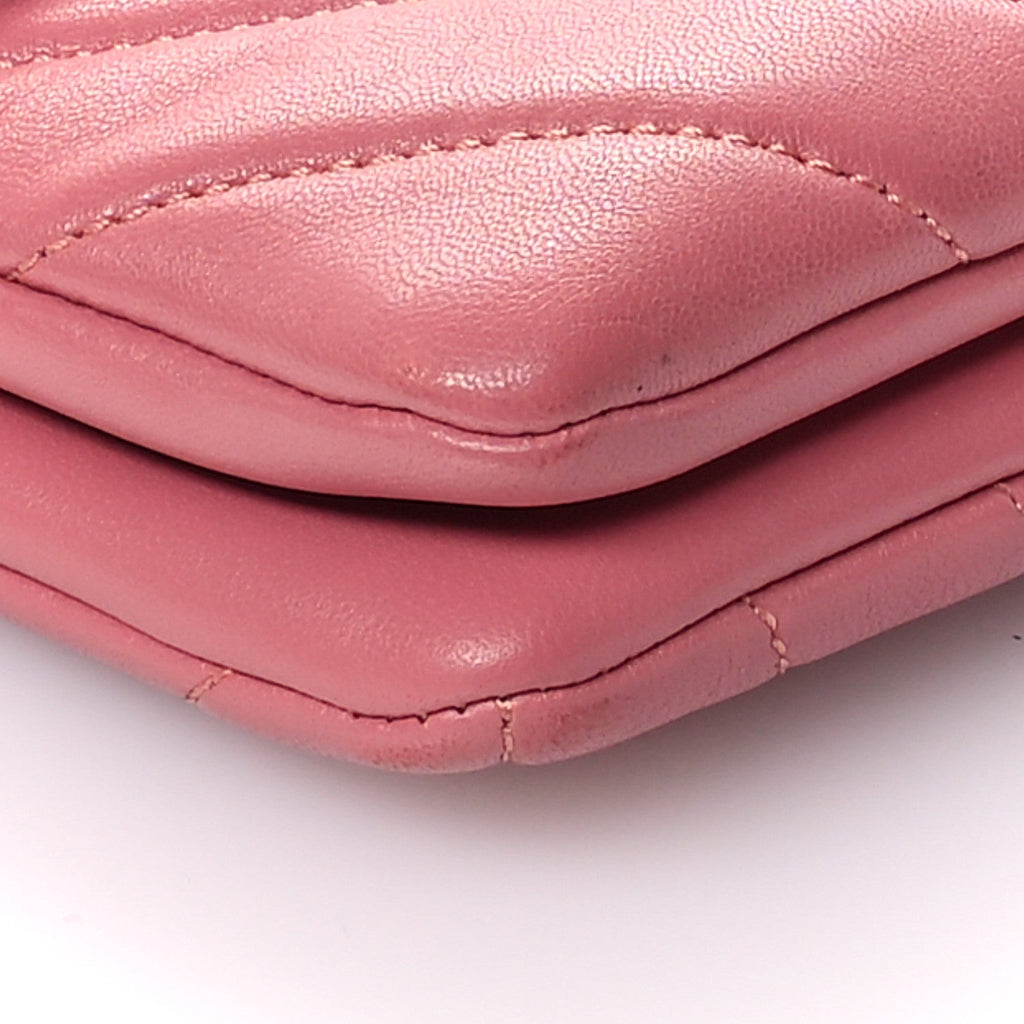 Lambskin Chevron Quilted Medium Trendy CC Flap Light Pink