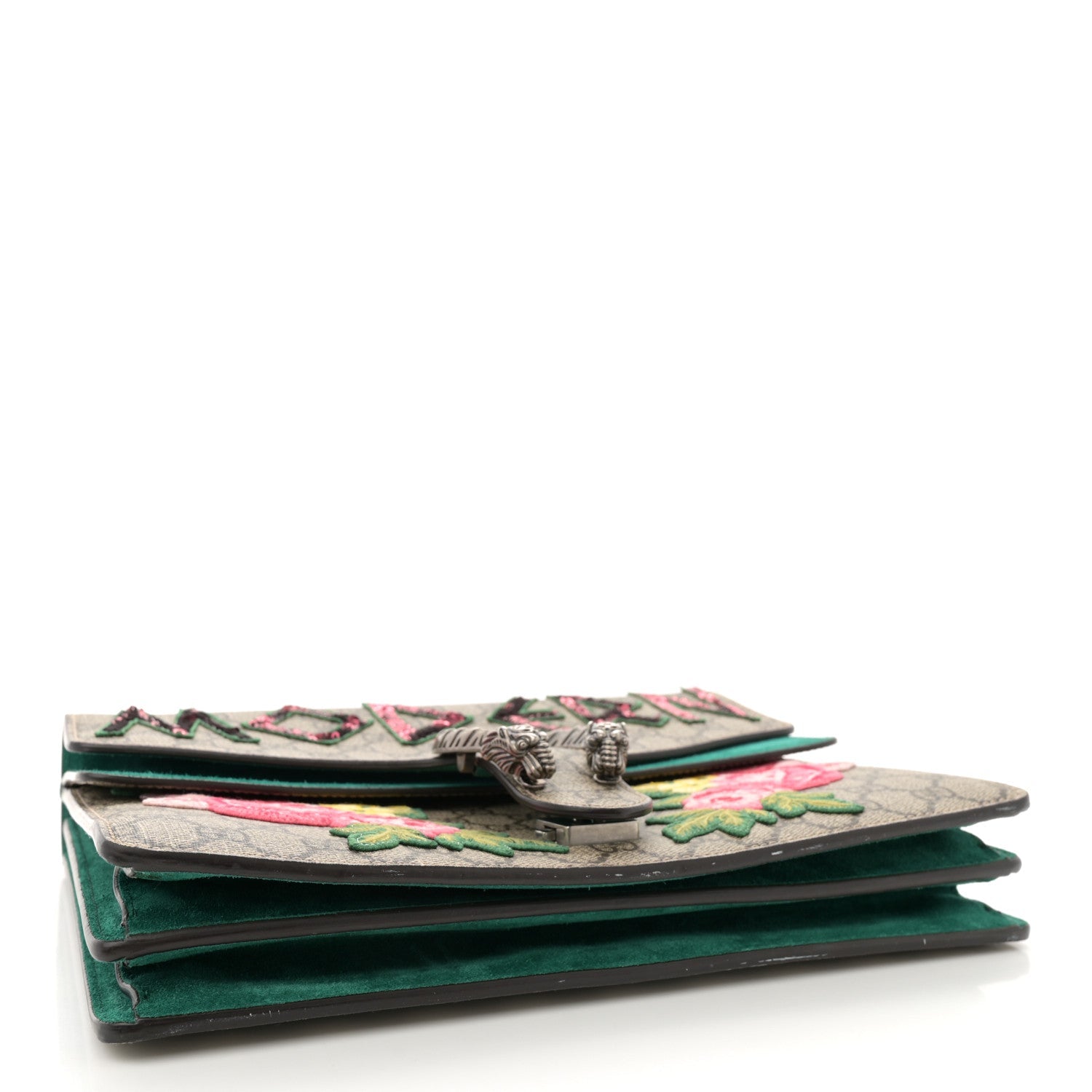 GG Supreme Monogram Embroidered Medium Dionysus Shoulder Bag Emerald