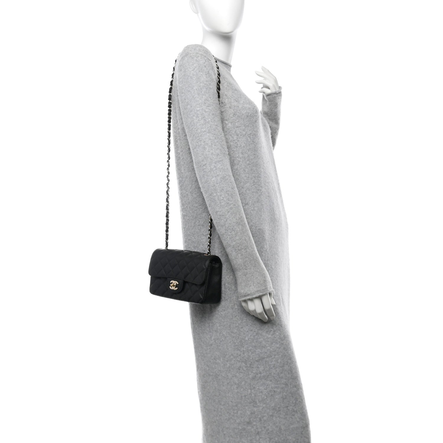 Caviar Quilted Mini Rectangular Flap Black
