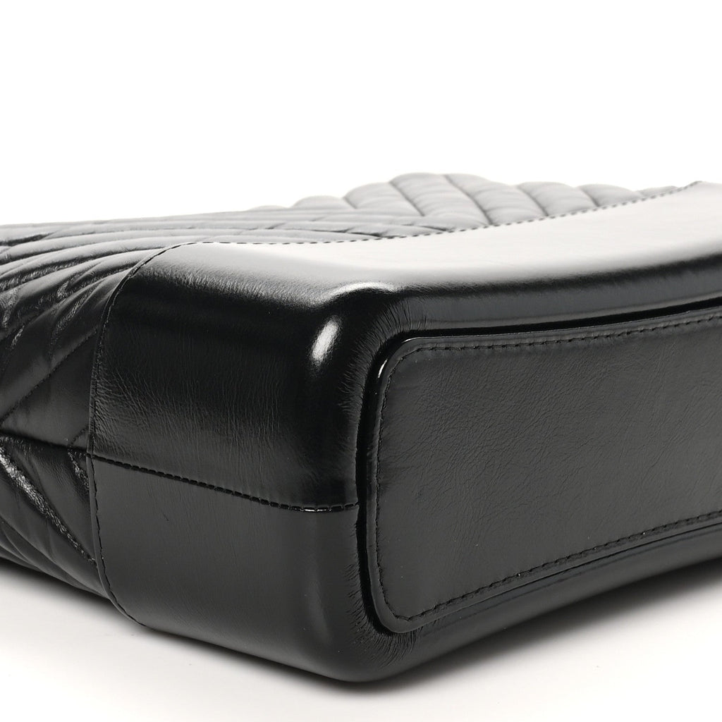 Aged Calfskin Chevron Quilted Medium Gabrielle Hobo Black