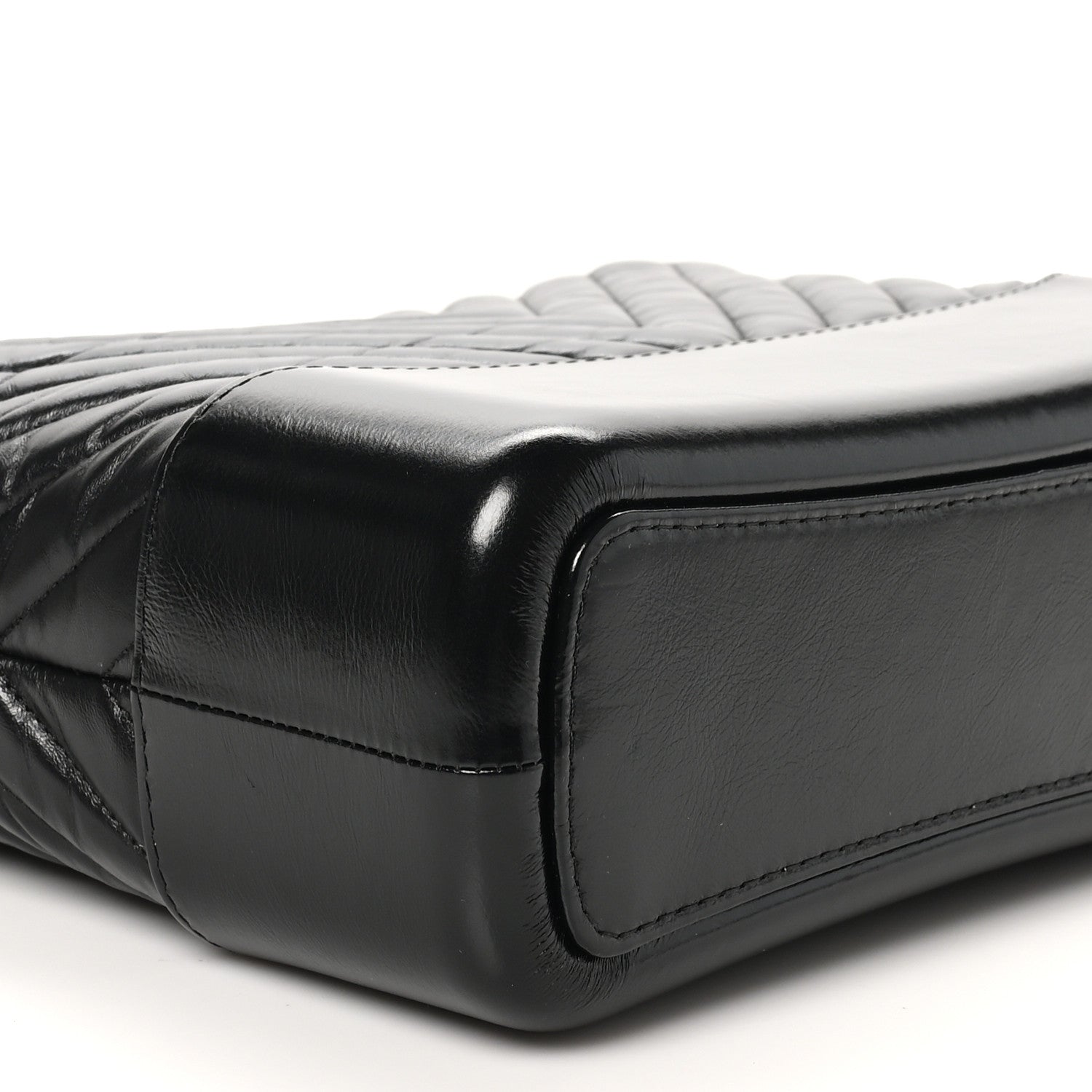 Aged Calfskin Chevron Quilted Medium Gabrielle Hobo Black