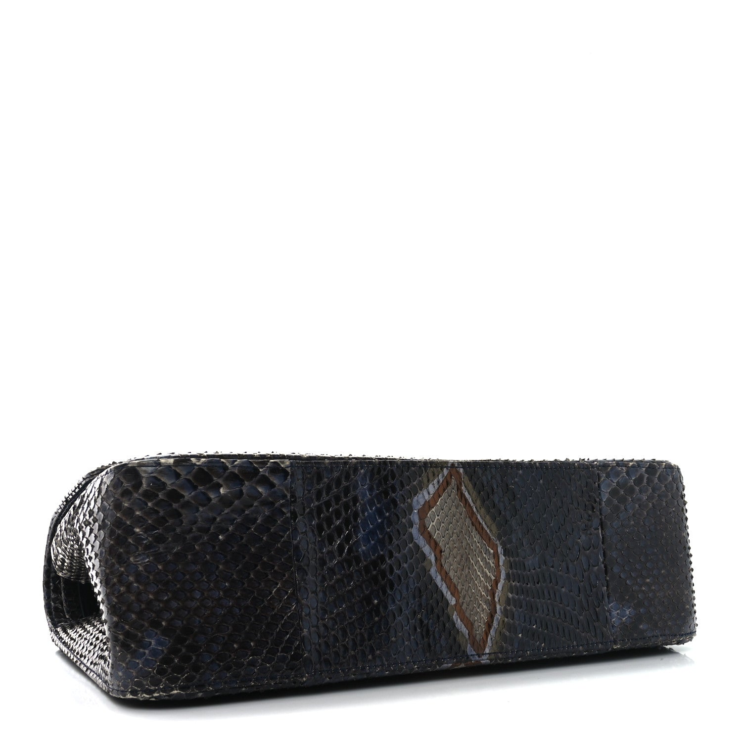 Metallic Snakeskin Jumbo Double Flap Blue
