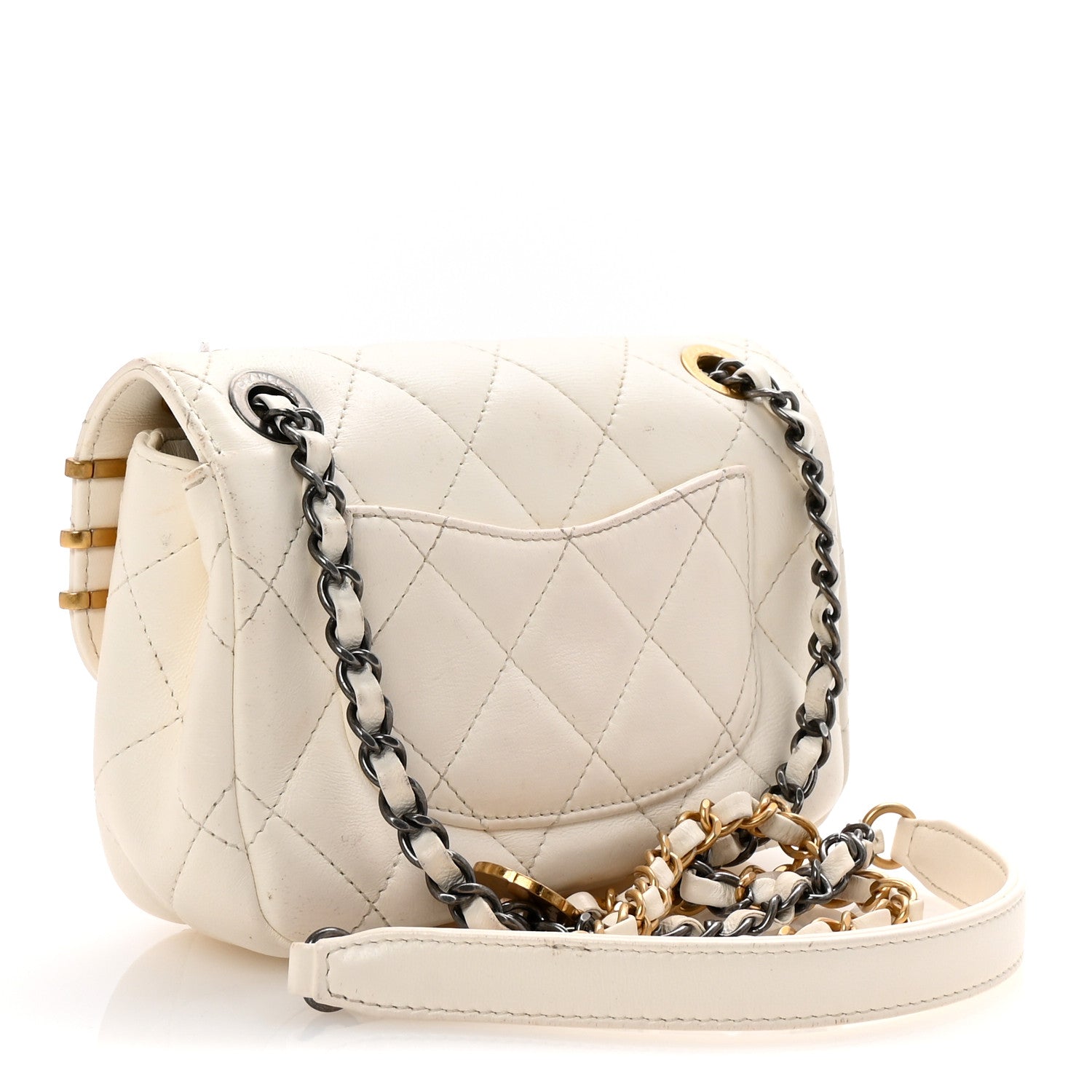 Lambskin Quilted Mini Coco Clips Flap White