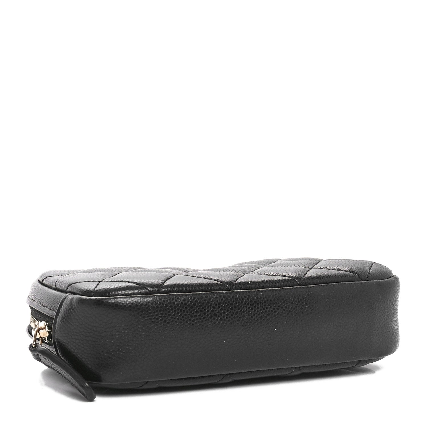 Caviar Quilted Small Curvy Pouch Cosmetic Case Black