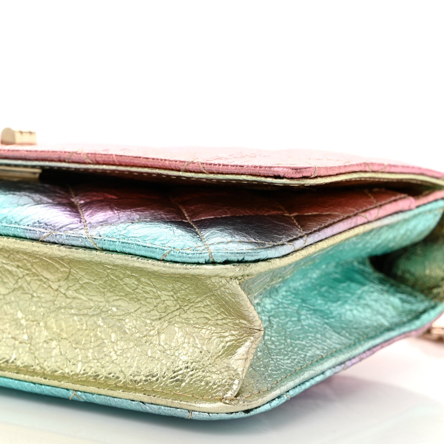 Metallic Goatskin Quilted 2.55 Reissue Wallet on Chain WOC Multicolor