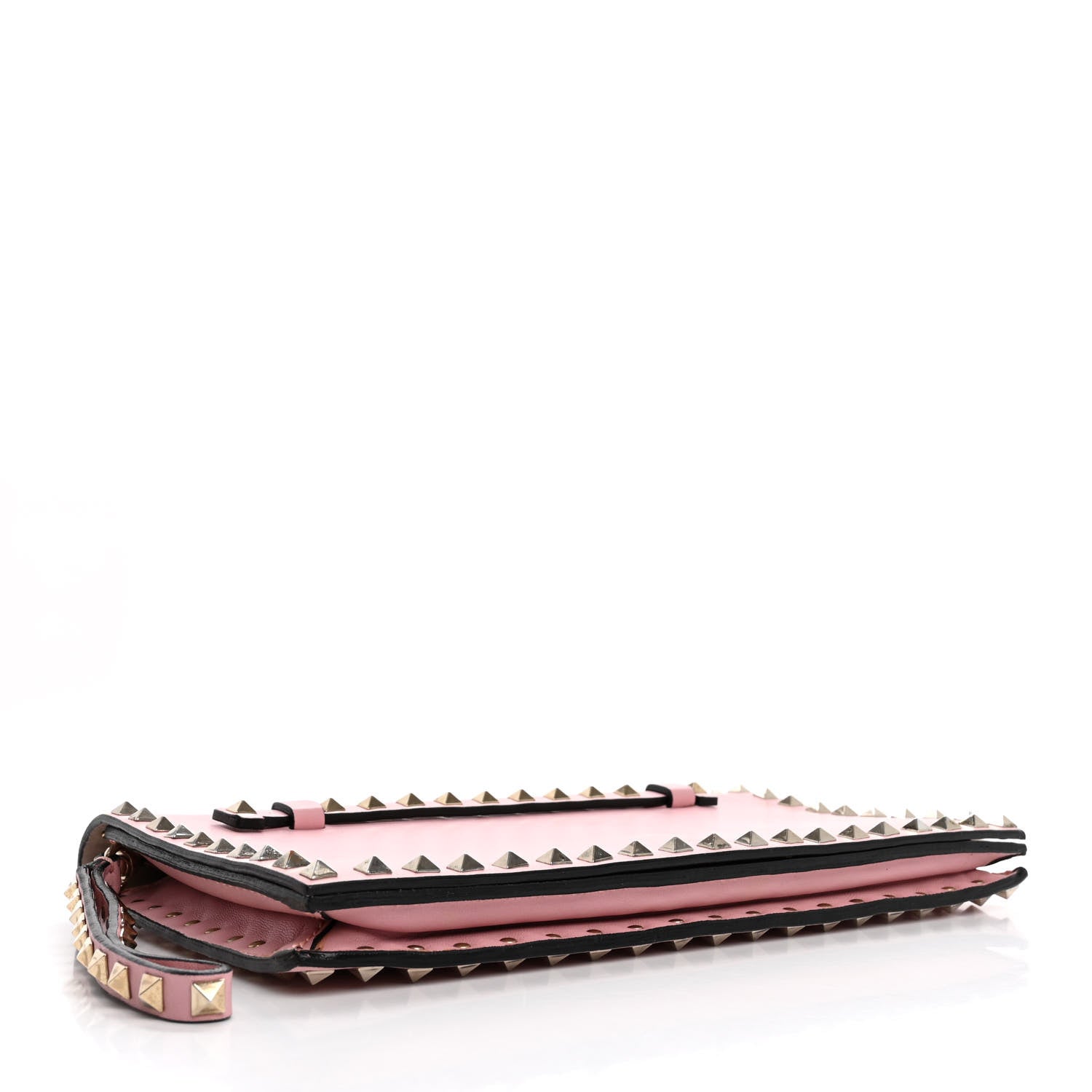 Nappa Rockstud Wristlet Clutch Water Rose