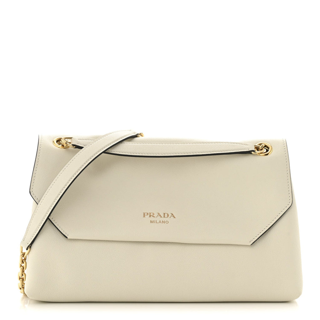 Soft Grain Calfskin Medium Doux Shoulder Bag White