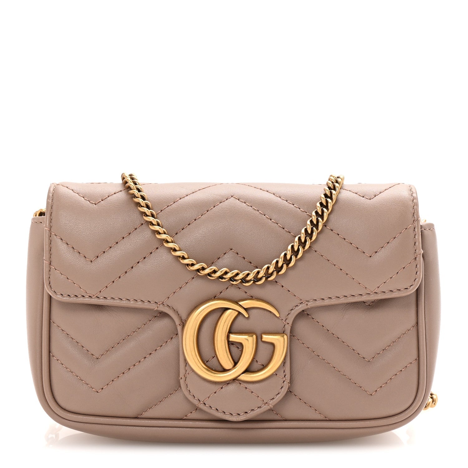 Calfskin Matelasse Super Mini GG Marmont Shoulder Bag Porcelain Rose