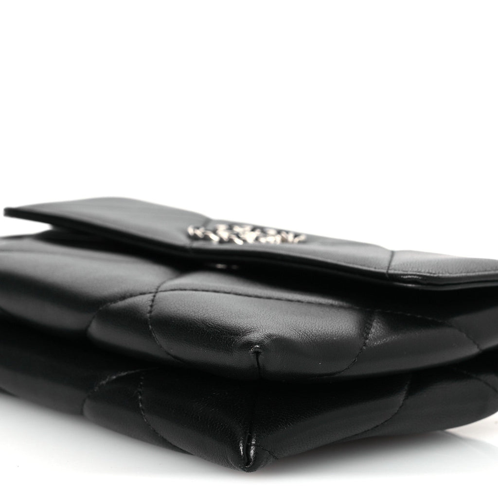 Lambskin Quilted Chanel 19 Flap Clutch Black